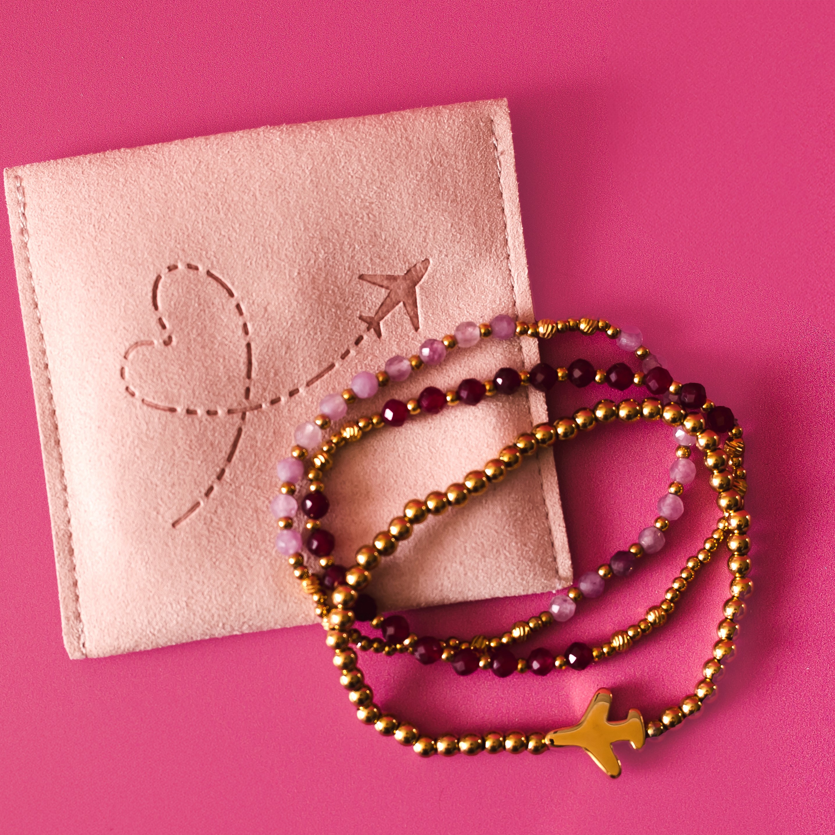 Airplane and Stone Bracelet Stack - Image 3